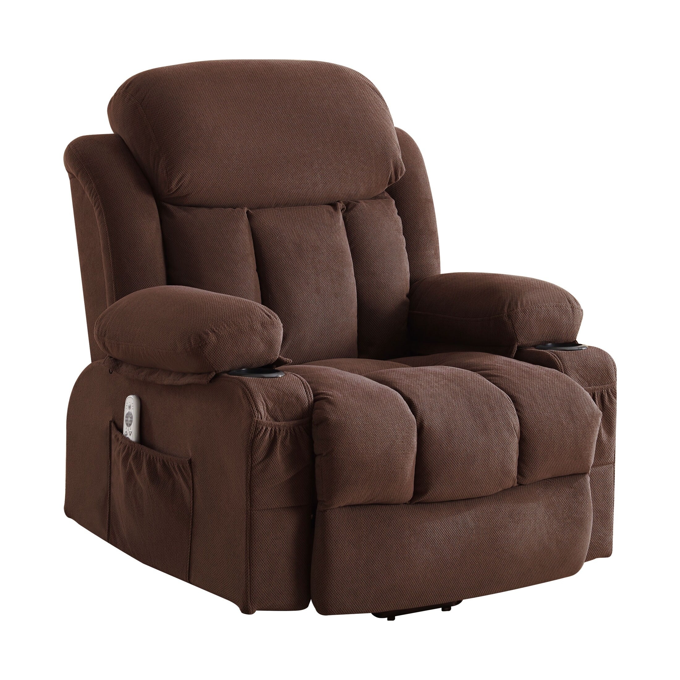 Fauteuil inclinable électrique avec chauffage et massage, chargement USB, télécommande et poches latérales pour personnes âgées
