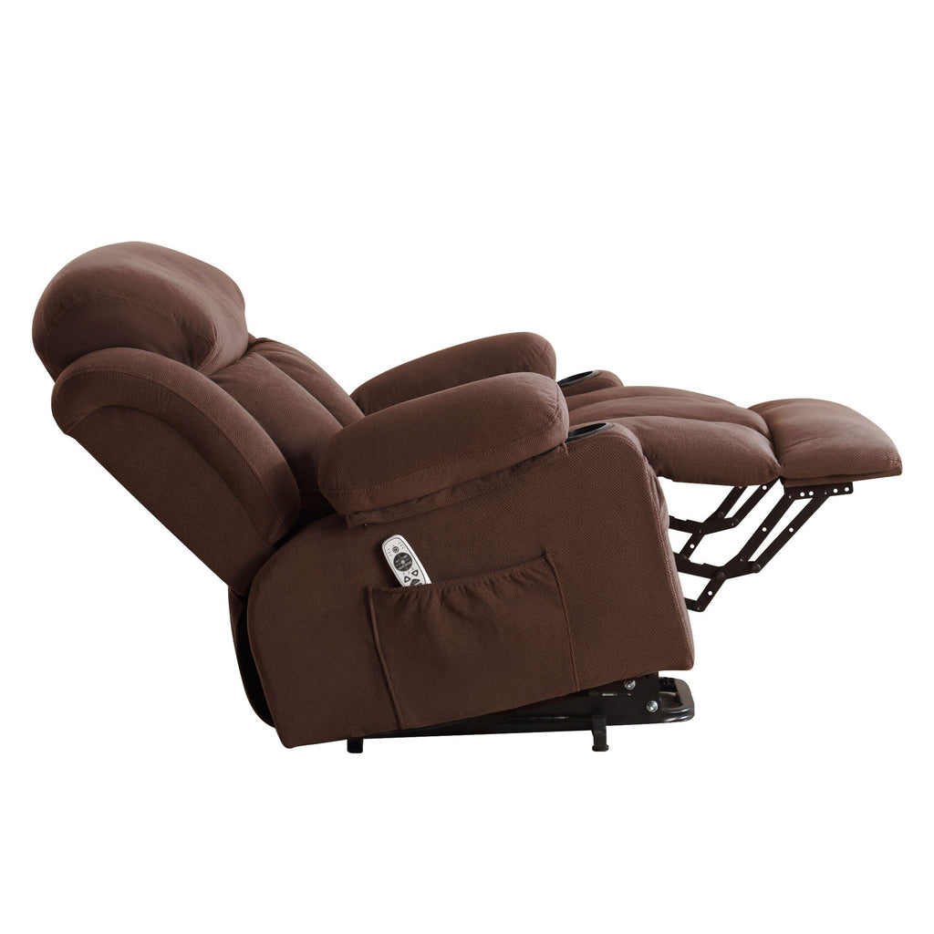 Fauteuil inclinable électrique avec chauffage et massage, chargement USB, télécommande et poches latérales pour personnes âgées