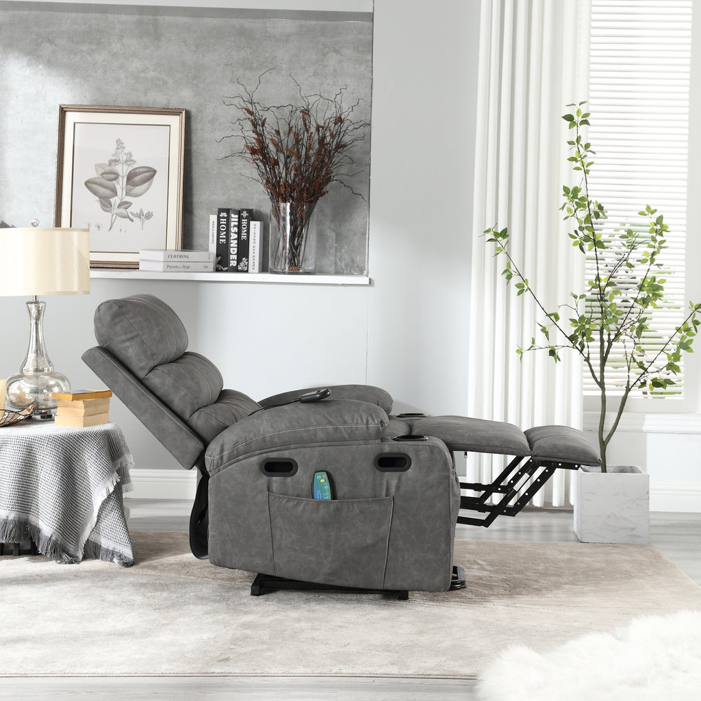Canapé inclinable électrique avec massage par vibrations à 8 points, chauffage, minuterie réglable, télécommande et porte-gobelet
