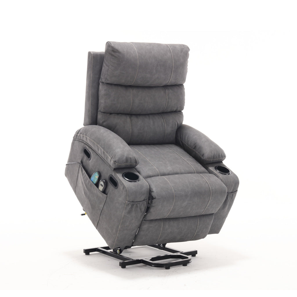 Canapé inclinable électrique avec massage par vibrations à 8 points, chauffage, minuterie réglable, télécommande et porte-gobelet