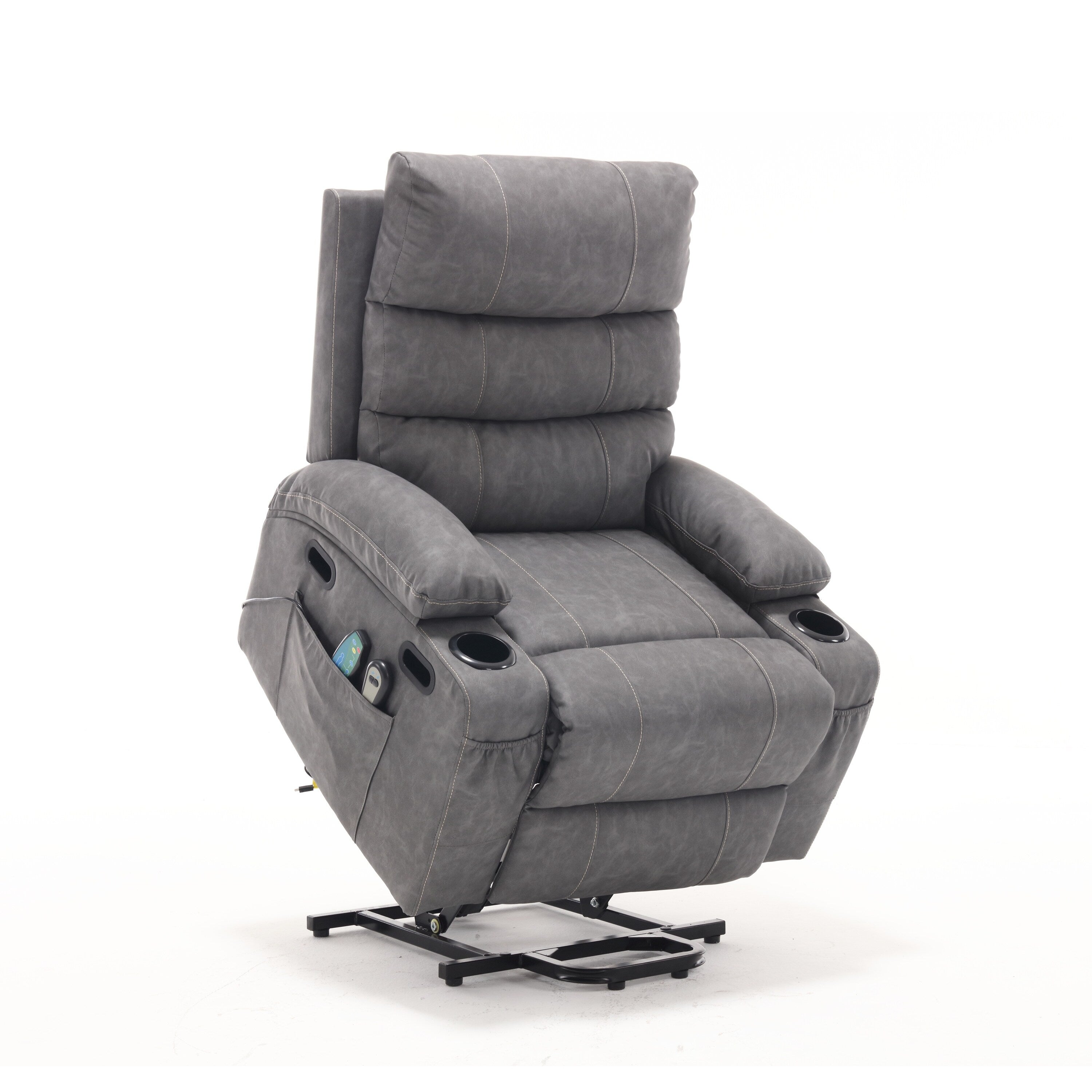 Canapé inclinable électrique avec massage par vibrations à 8 points, chauffage, minuterie réglable, télécommande et porte-gobelet