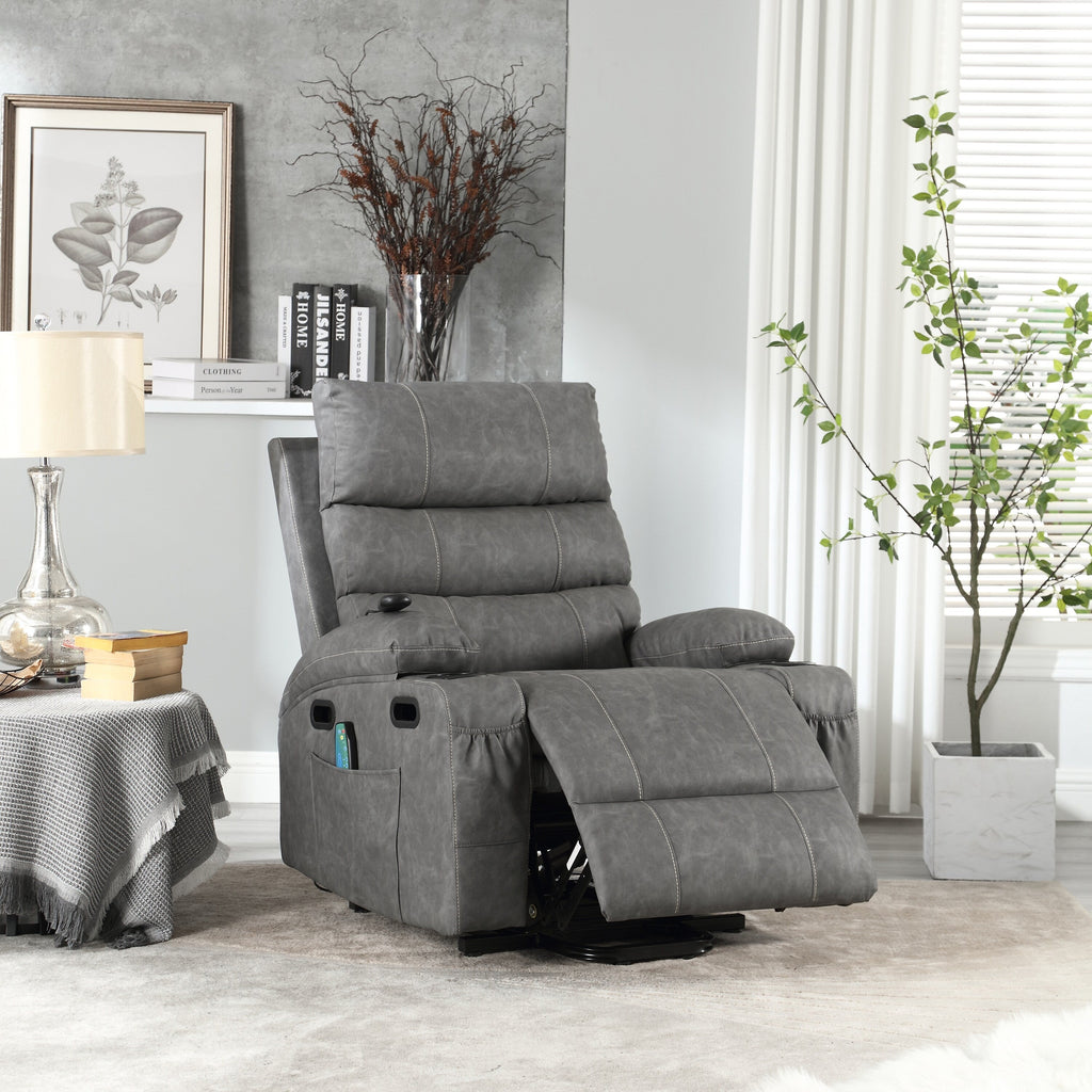 Canapé inclinable électrique avec massage par vibrations à 8 points, chauffage, minuterie réglable, télécommande et porte-gobelet