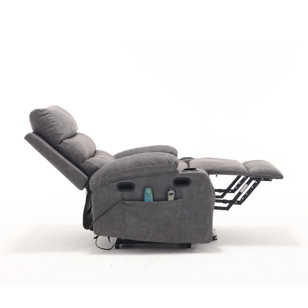 Canapé inclinable électrique avec massage par vibrations à 8 points, chauffage, minuterie réglable, télécommande et porte-gobelet
