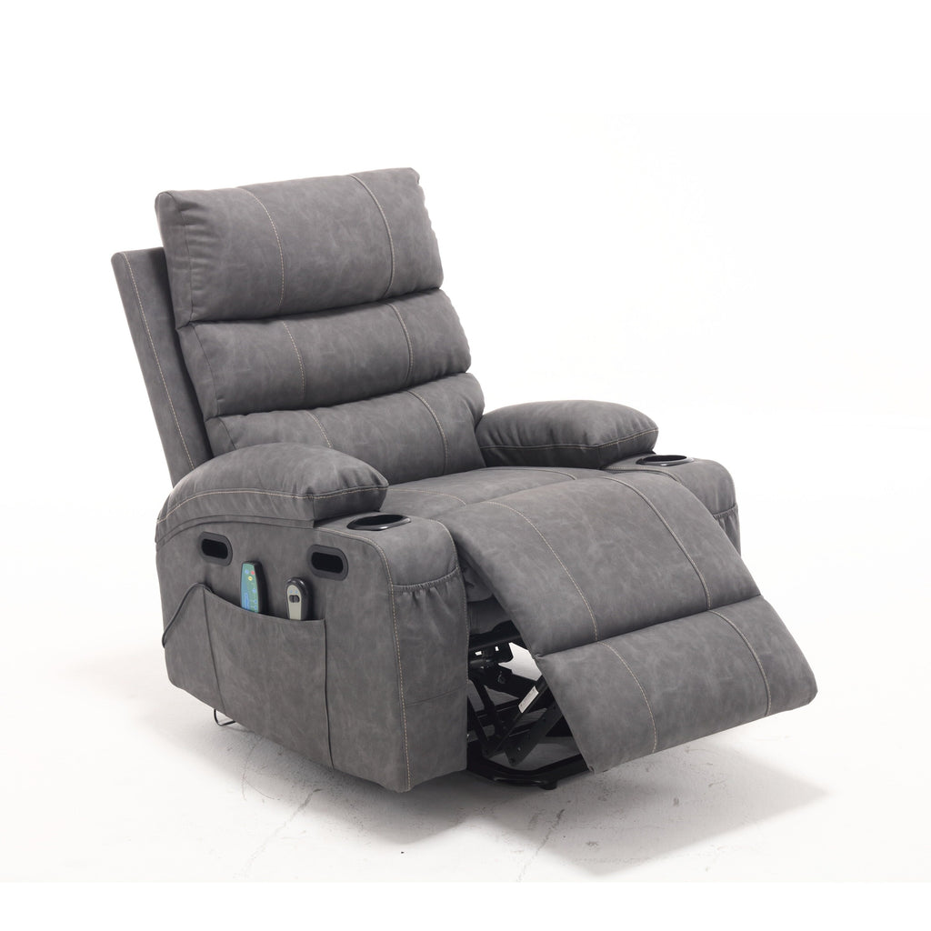 Canapé inclinable électrique avec massage par vibrations à 8 points, chauffage, minuterie réglable, télécommande et porte-gobelet