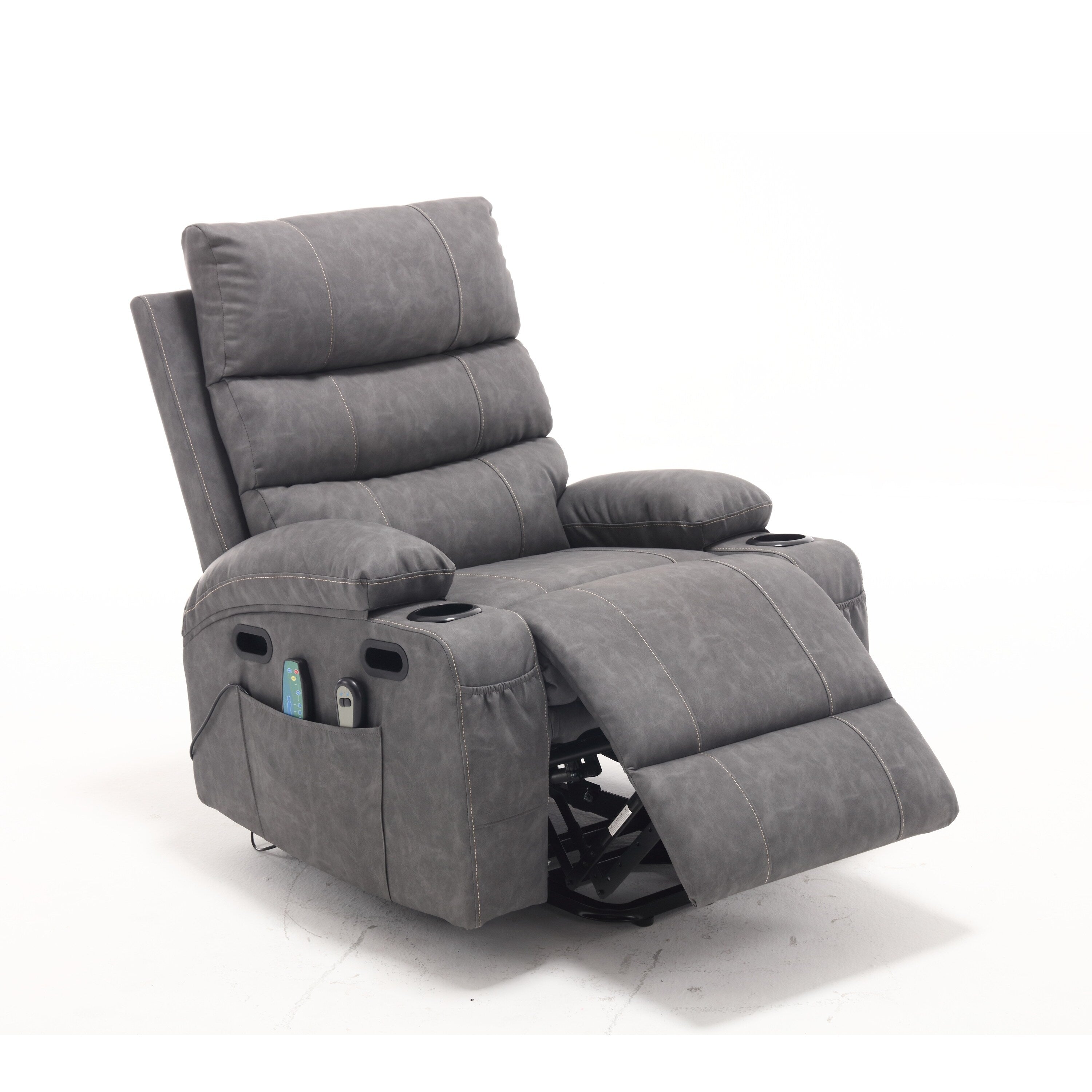 Canapé inclinable électrique avec massage par vibrations à 8 points, chauffage, minuterie réglable, télécommande et porte-gobelet