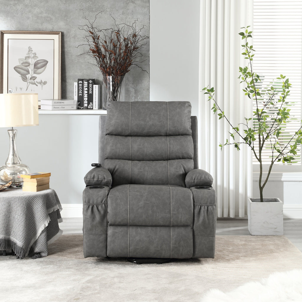 Canapé inclinable électrique avec massage par vibrations à 8 points, chauffage, minuterie réglable, télécommande et porte-gobelet