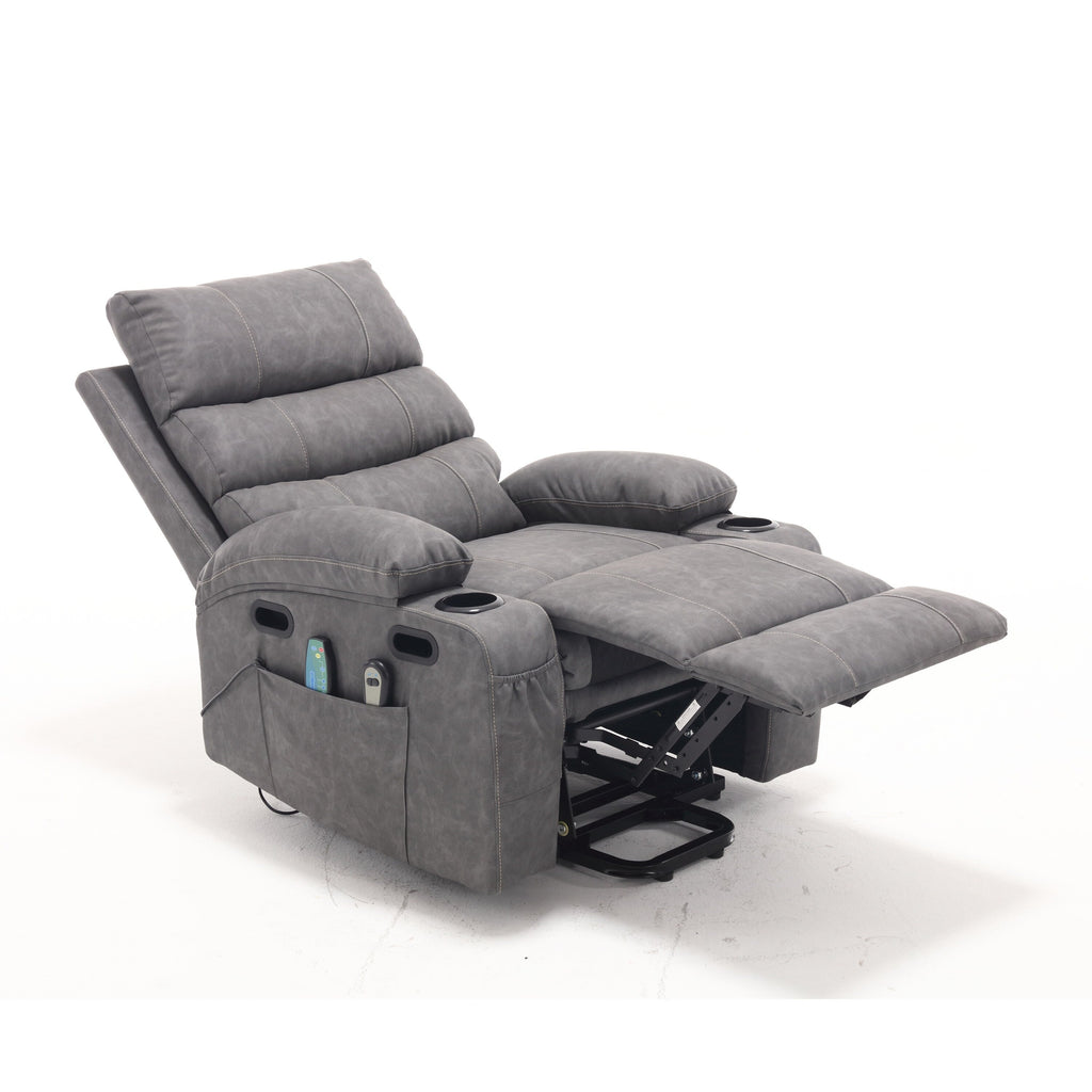 Canapé inclinable électrique avec massage par vibrations à 8 points, chauffage, minuterie réglable, télécommande et porte-gobelet