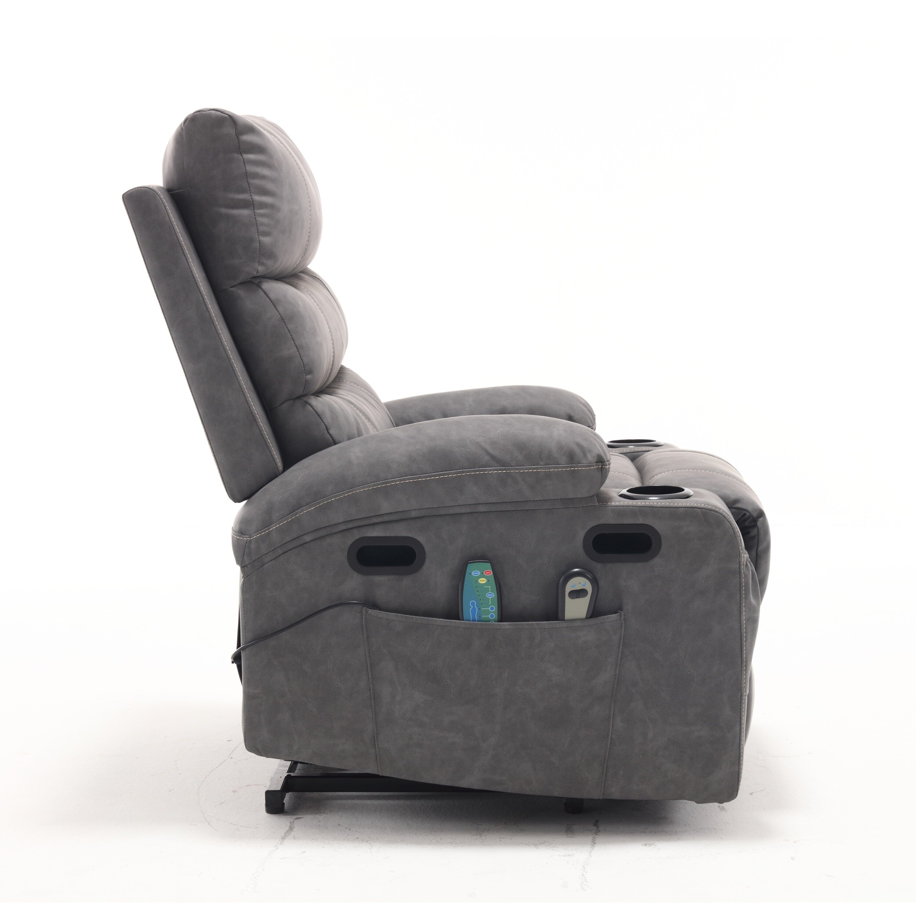 Canapé inclinable électrique avec massage par vibrations à 8 points, chauffage, minuterie réglable, télécommande et porte-gobelet