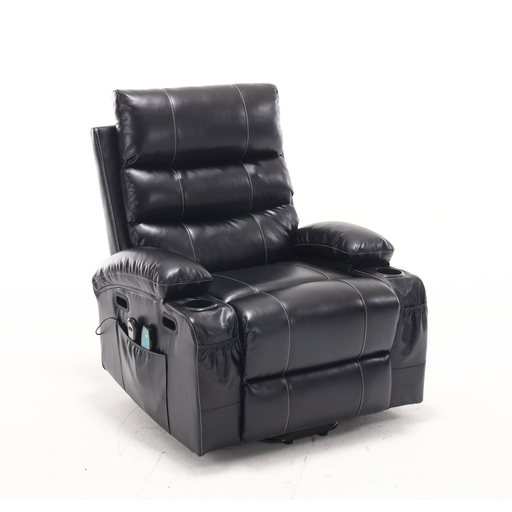 Canapé inclinable électrique avec massage par vibrations à 8 points, chauffage, minuterie réglable, télécommande et porte-gobelet