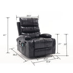 Canapé inclinable électrique avec massage par vibrations à 8 points, chauffage, minuterie réglable, télécommande et porte-gobelet
