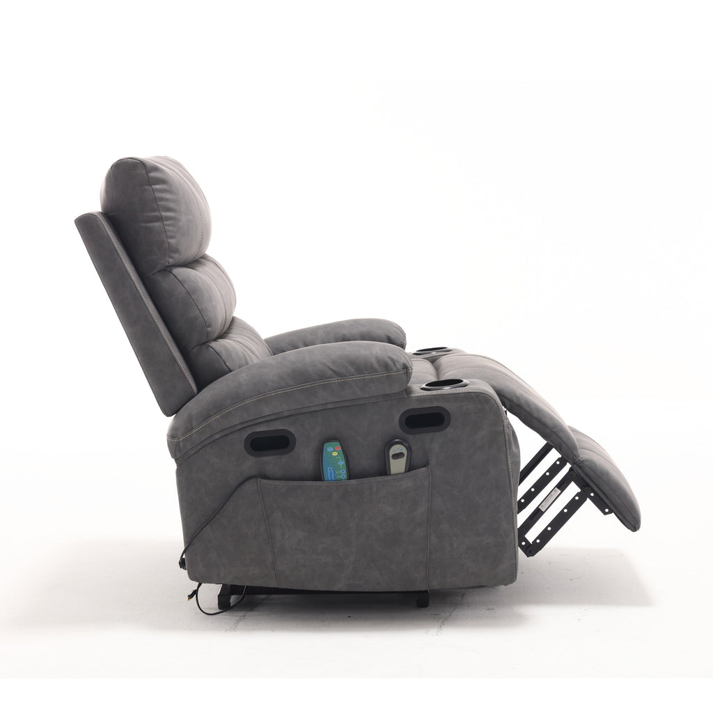 Canapé inclinable électrique avec massage par vibrations à 8 points, chauffage, minuterie réglable, télécommande et porte-gobelet