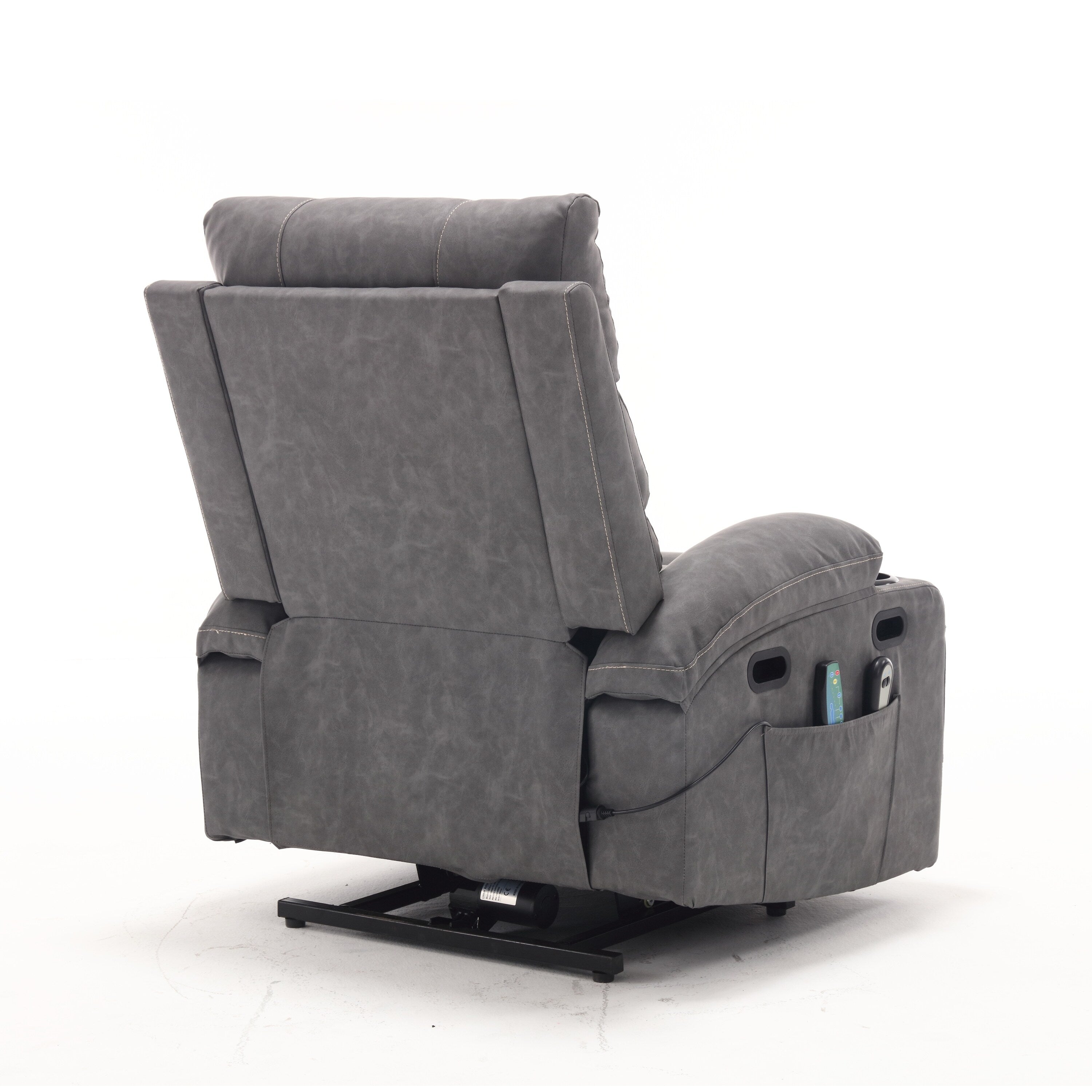 Canapé inclinable électrique avec massage par vibrations à 8 points, chauffage, minuterie réglable, télécommande et porte-gobelet