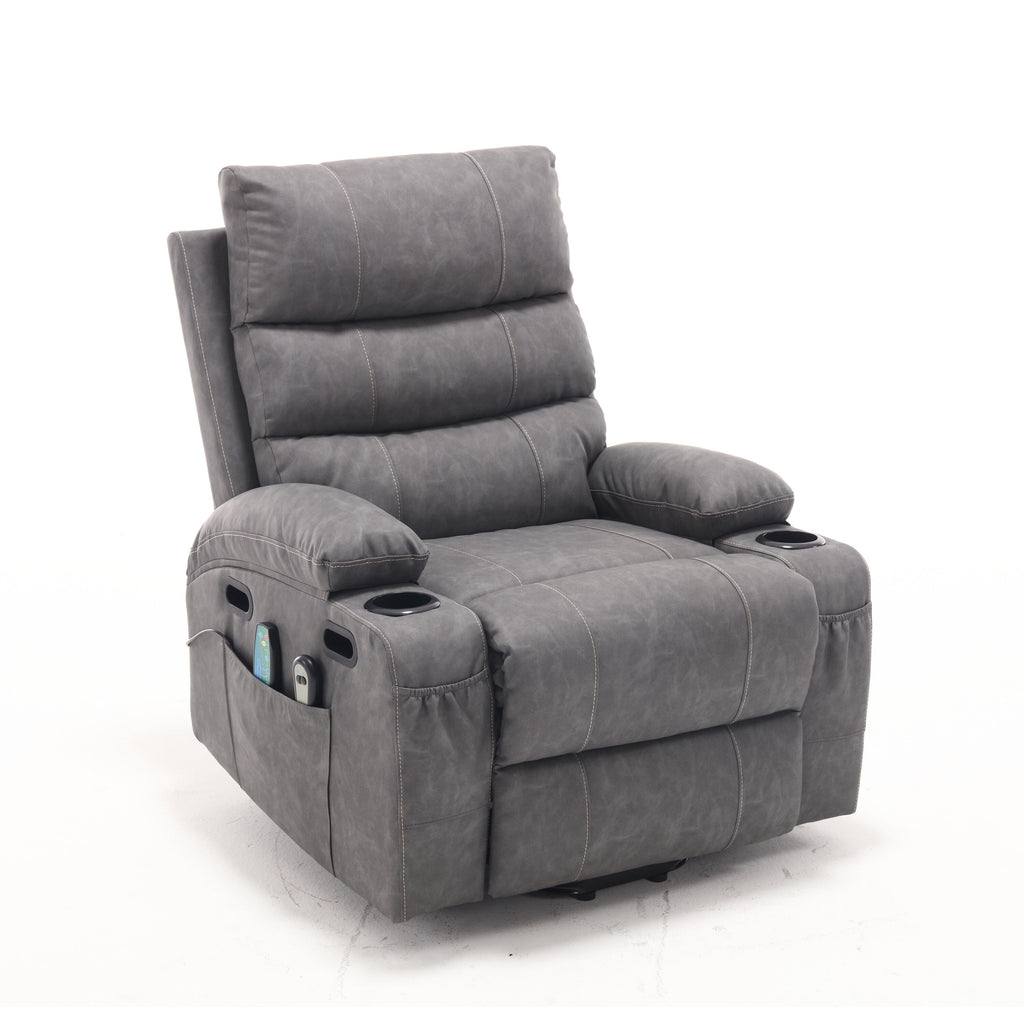 Canapé inclinable électrique avec massage par vibrations à 8 points, chauffage, minuterie réglable, télécommande et porte-gobelet