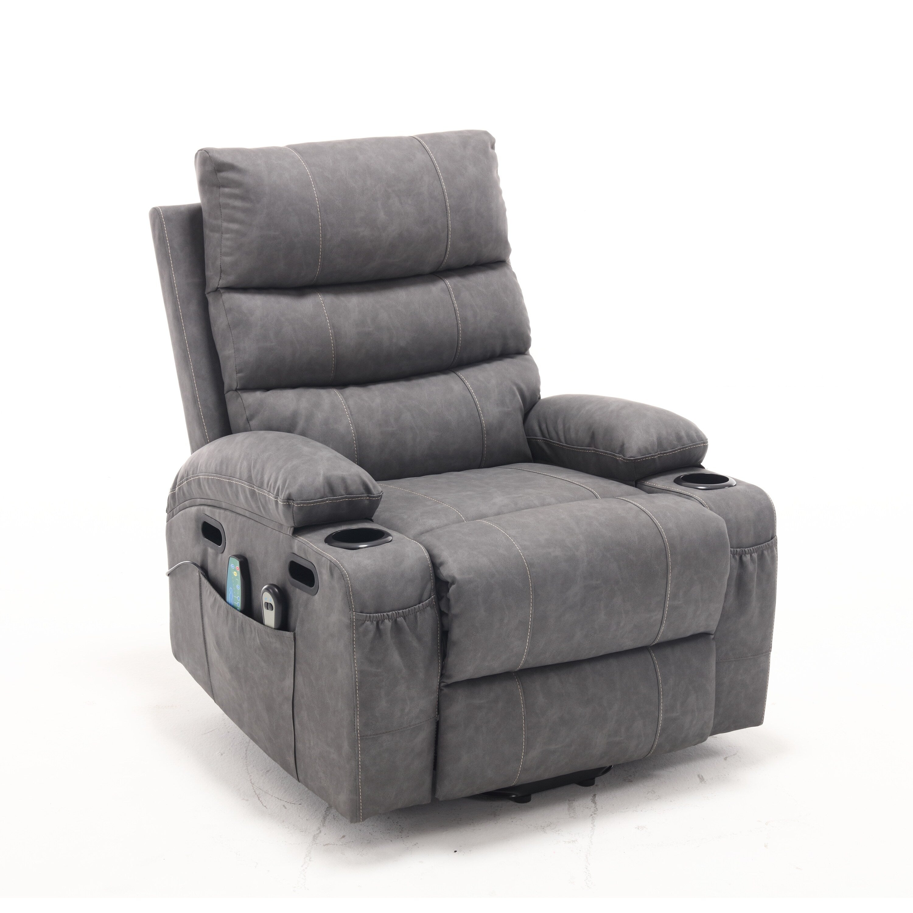 Canapé inclinable électrique avec massage par vibrations à 8 points, chauffage, minuterie réglable, télécommande et porte-gobelet