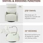 Fauteuil inclinable électrique pivotant à 270°, ports USB et repose-pieds réglable pour salon et chambre d'enfant