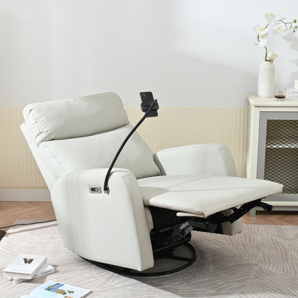 Fauteuil inclinable électrique pivotant à 270°, ports USB et repose-pieds réglable pour salon et chambre d'enfant