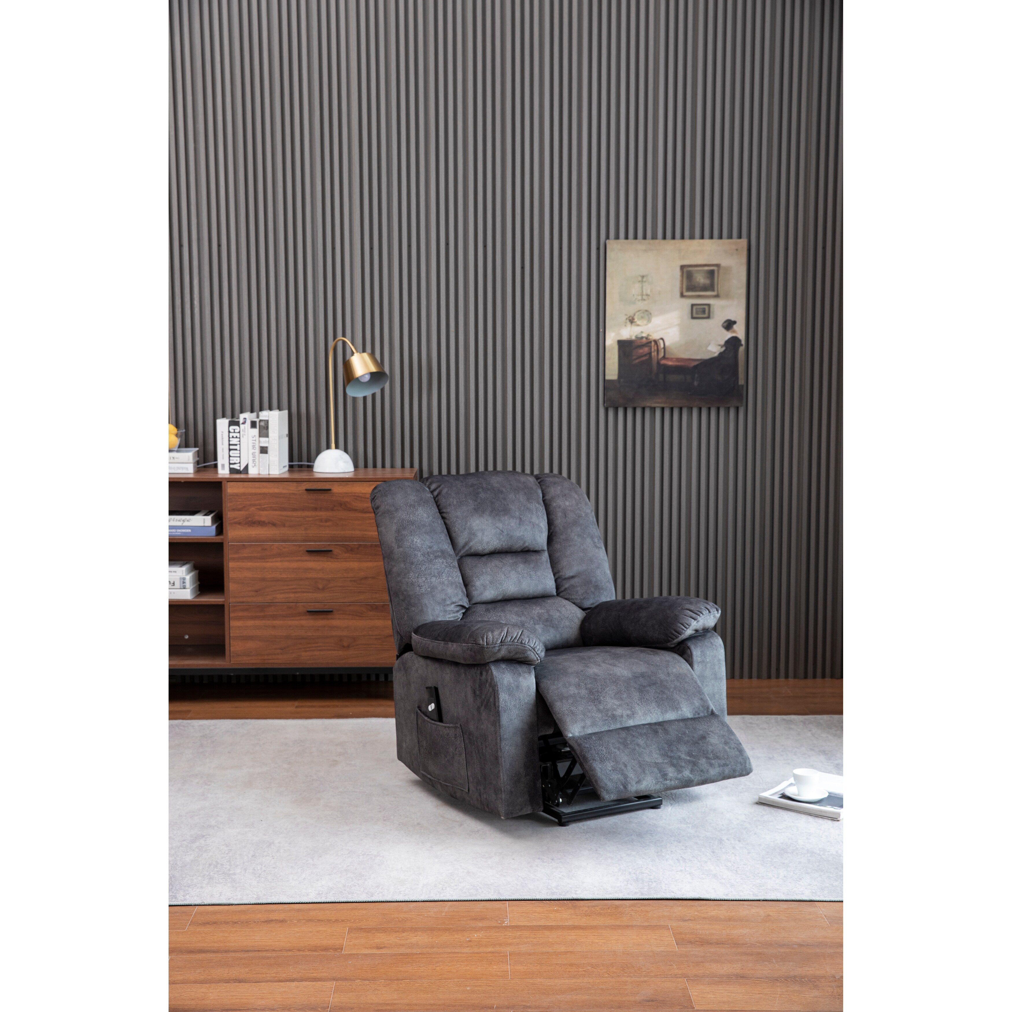 Fauteuil releveur électrique inclinable avec massage, chauffage et télécommande