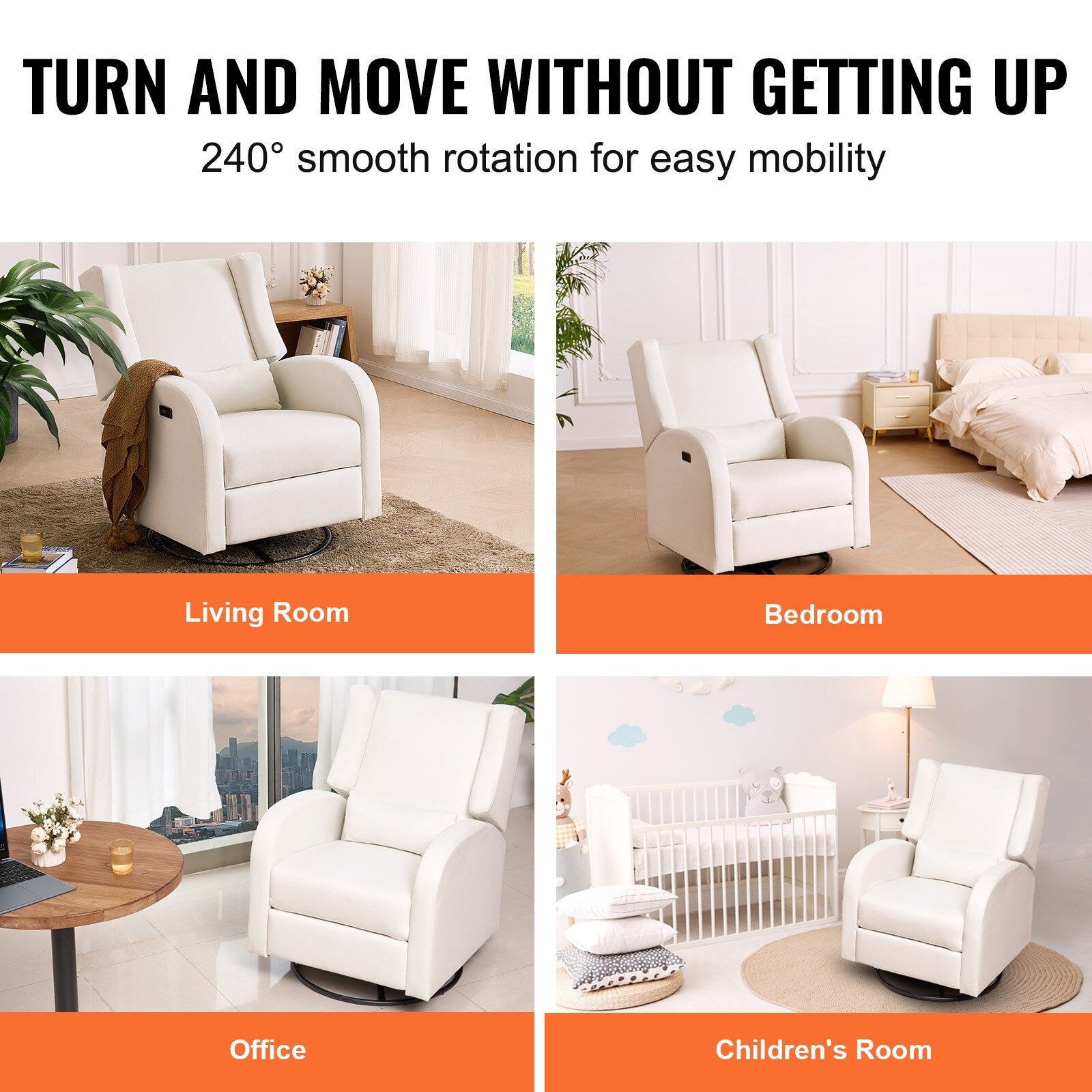 Fauteuil inclinable et pivotant électrique pour salon et chambre à coucher