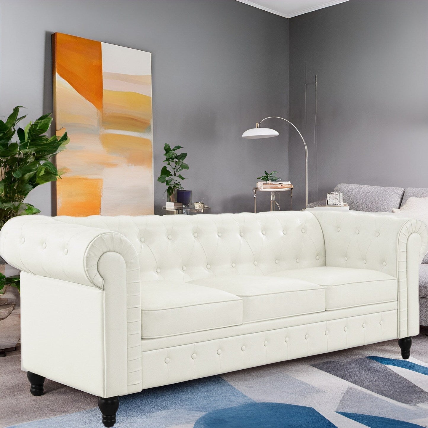 Canapé Chesterfield Elegance, Confort luxueux pour salons cosy, Canapé moderne du milieu du siècle, Élégance, Canapé 3 places