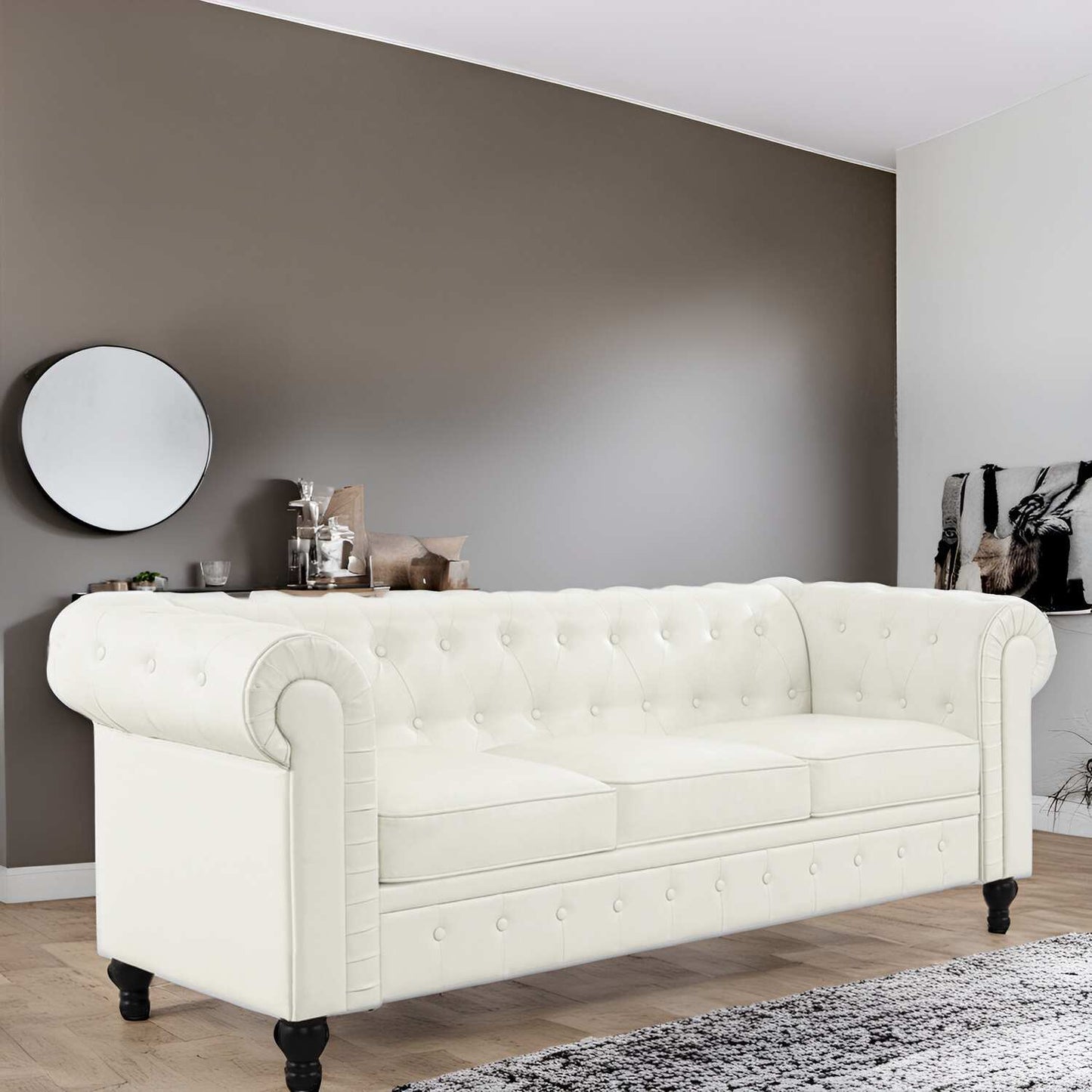 Canapé Chesterfield Elegance, Confort luxueux pour salons cosy, Canapé moderne du milieu du siècle, Élégance, Canapé 3 places