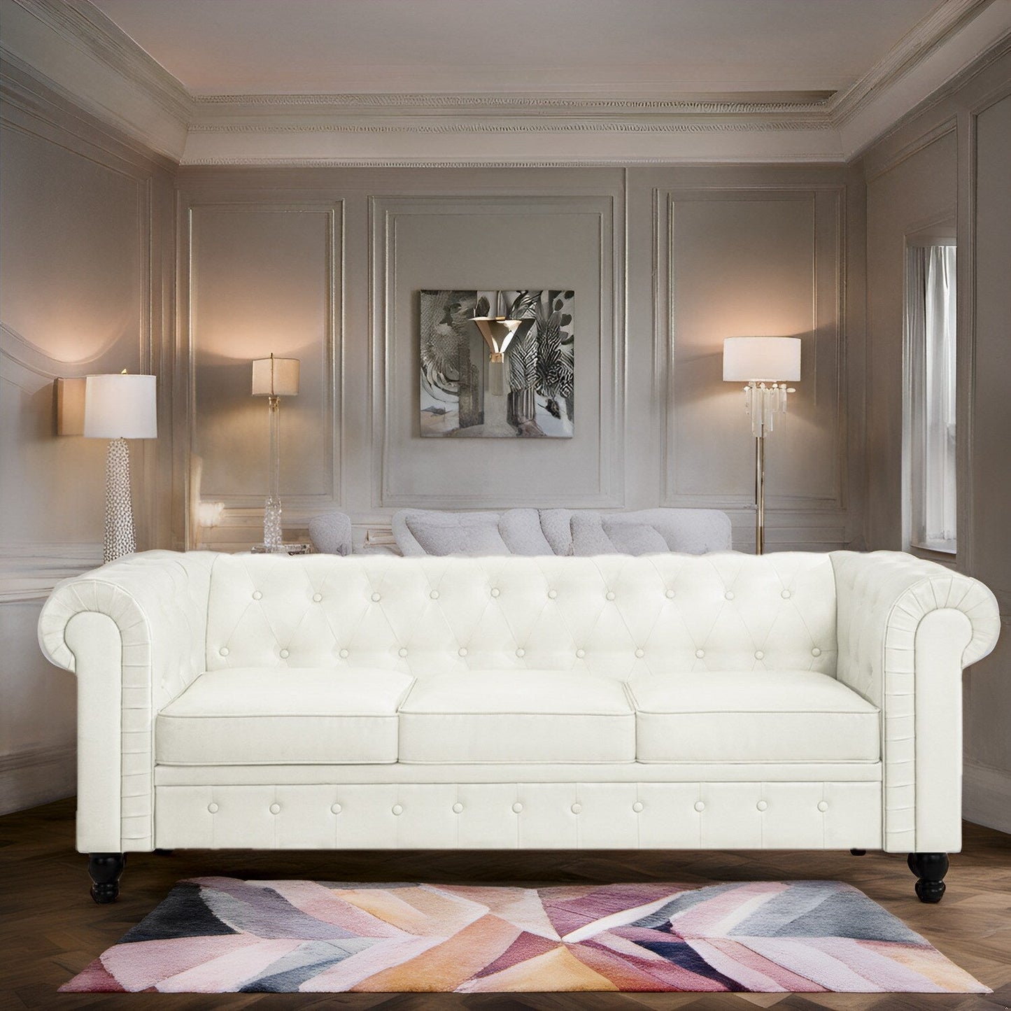 Canapé Chesterfield Elegance, Confort luxueux pour salons cosy, Canapé moderne du milieu du siècle, Élégance, Canapé 3 places