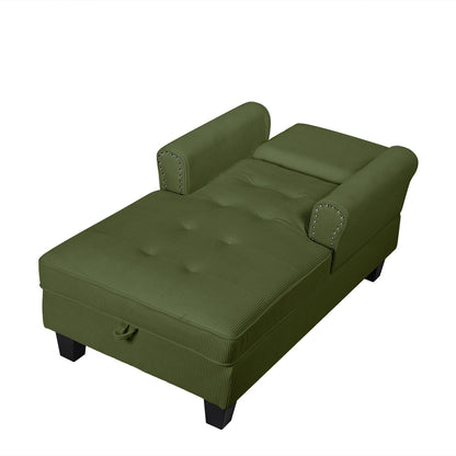 Fauteuil inclinable d'intérieur élégant en velours côtelé, fauteuil de salon rembourré, canapé-lit, banc de rangement avec garniture cloutée