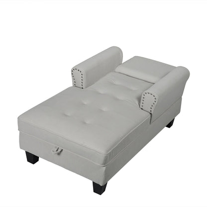 Fauteuil inclinable d'intérieur élégant en velours côtelé, fauteuil de salon rembourré, canapé-lit, banc de rangement avec garniture cloutée