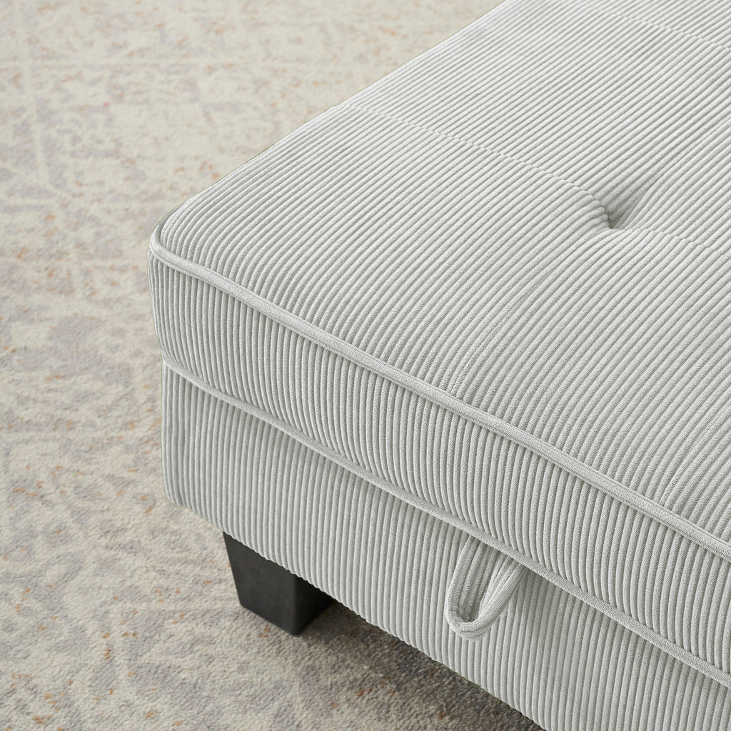 Fauteuil inclinable d'intérieur élégant en velours côtelé, fauteuil de salon rembourré, canapé-lit, banc de rangement avec garniture cloutée