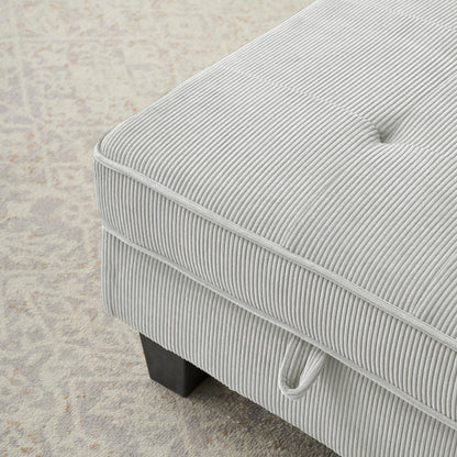 Fauteuil inclinable d'intérieur élégant en velours côtelé, fauteuil de salon rembourré, canapé-lit, banc de rangement avec garniture cloutée