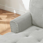 Fauteuil inclinable d'intérieur élégant en velours côtelé, fauteuil de salon rembourré, canapé-lit, banc de rangement avec garniture cloutée