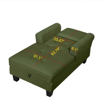 Fauteuil inclinable d'intérieur élégant en velours côtelé, fauteuil de salon rembourré, canapé-lit, banc de rangement avec garniture cloutée