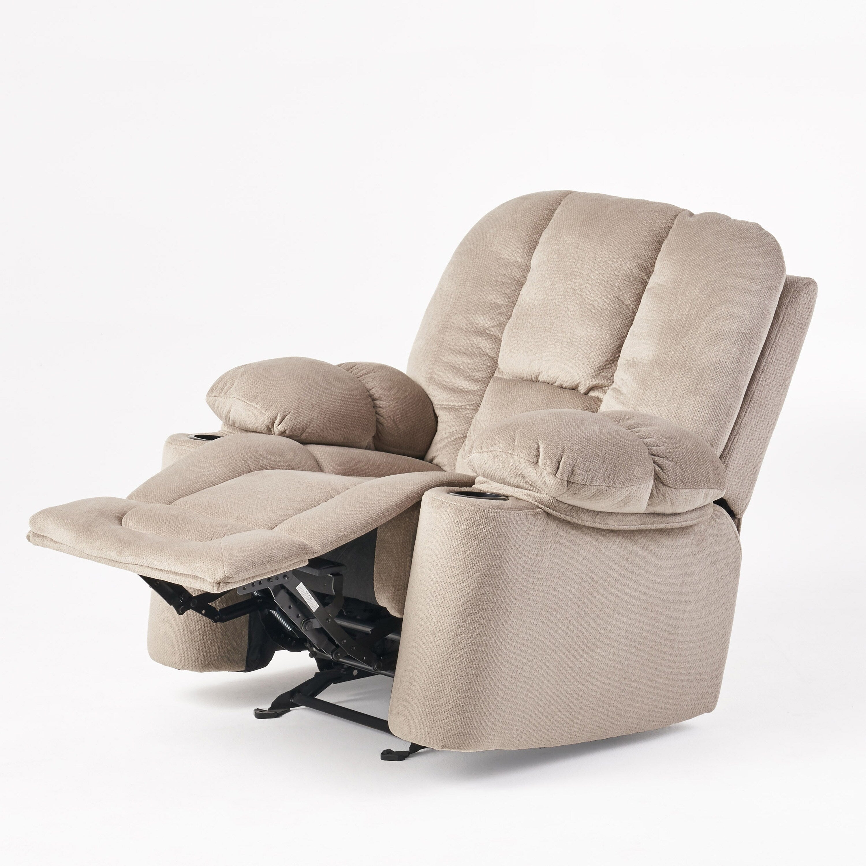 Fauteuil inclinable manuel élégant avec tissu doux pour la peau, confort moelleux et deux porte-gobelets