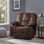 Fauteuil inclinable manuel élégant avec tissu doux pour la peau, confort moelleux et deux porte-gobelets