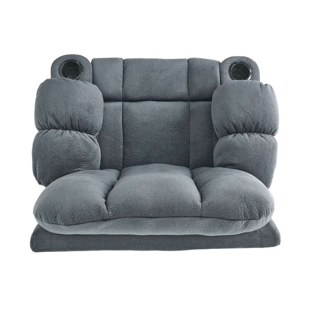 Fauteuil inclinable manuel élégant avec tissu doux pour la peau, confort moelleux et deux porte-gobelets