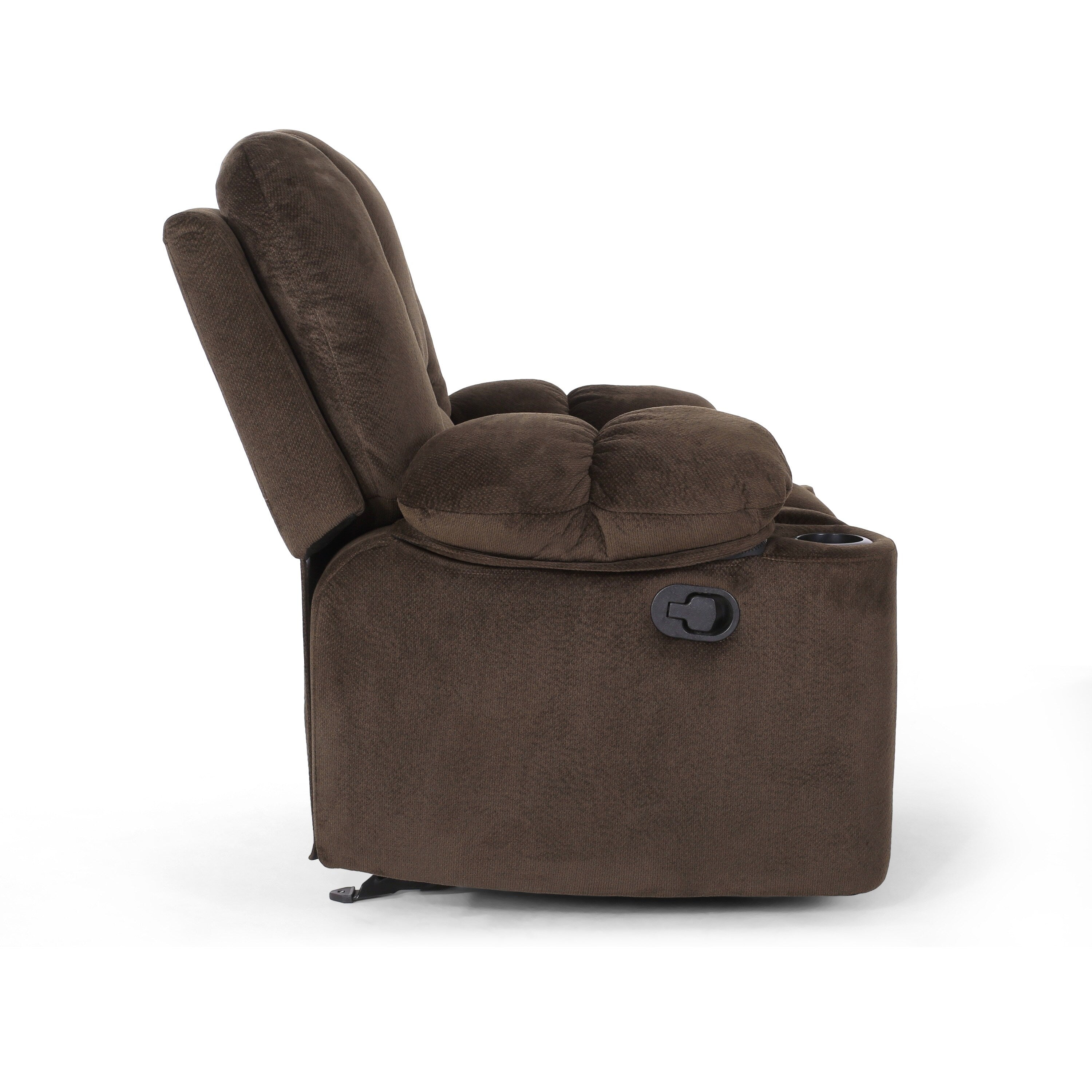 Fauteuil inclinable manuel élégant avec tissu doux pour la peau, confort moelleux et deux porte-gobelets