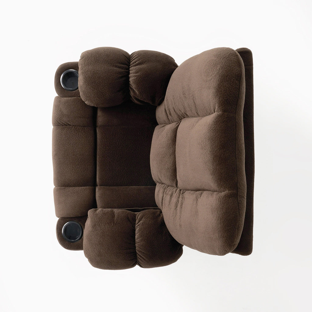 Fauteuil inclinable manuel élégant avec tissu doux pour la peau, confort moelleux et deux porte-gobelets