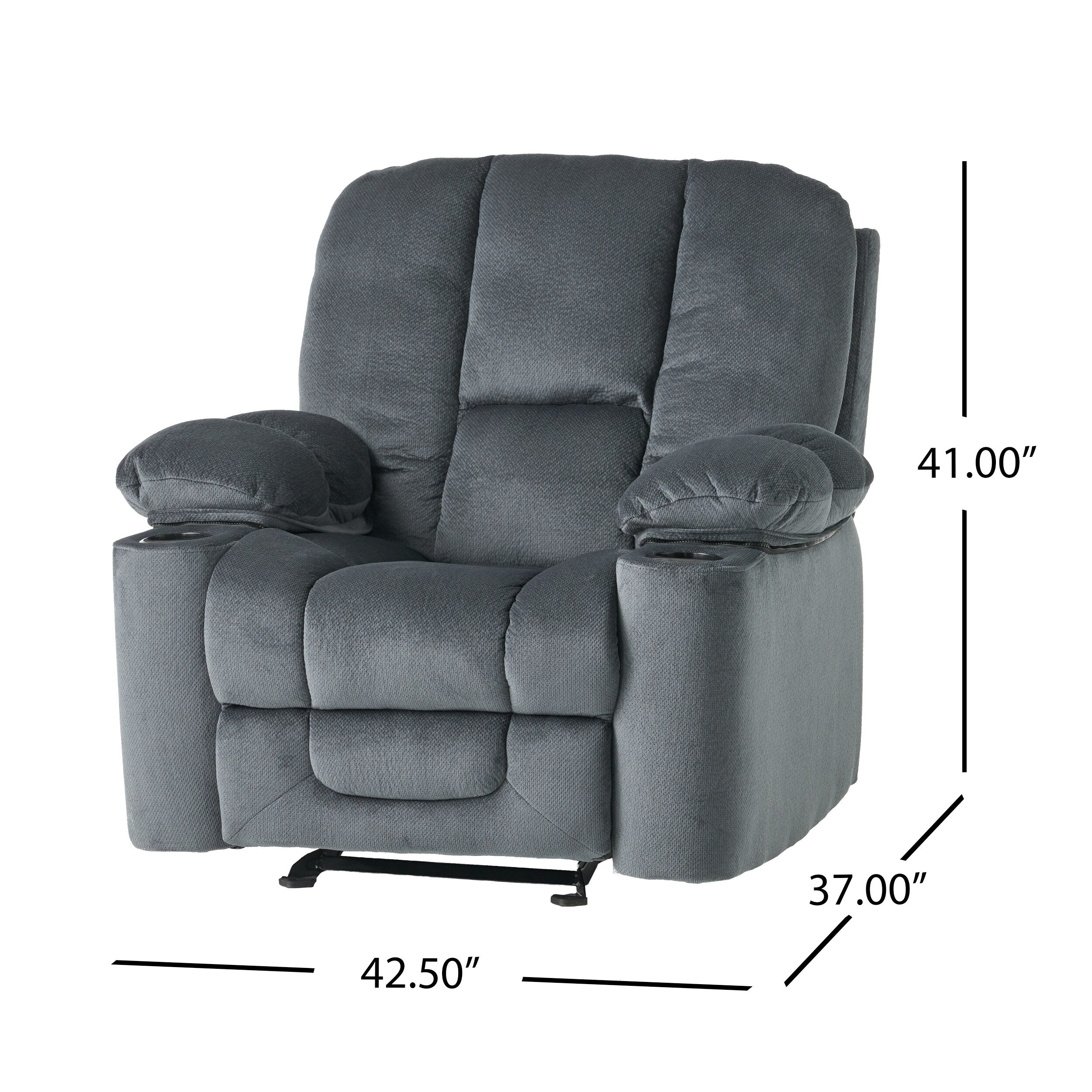 Fauteuil inclinable manuel élégant avec tissu doux pour la peau, confort moelleux et deux porte-gobelets