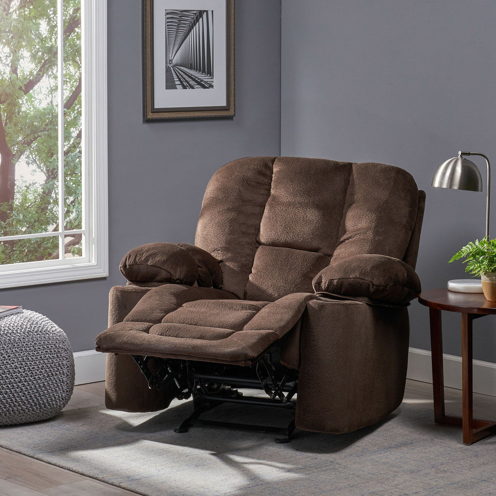 Fauteuil inclinable manuel élégant avec tissu doux pour la peau, confort moelleux et deux porte-gobelets