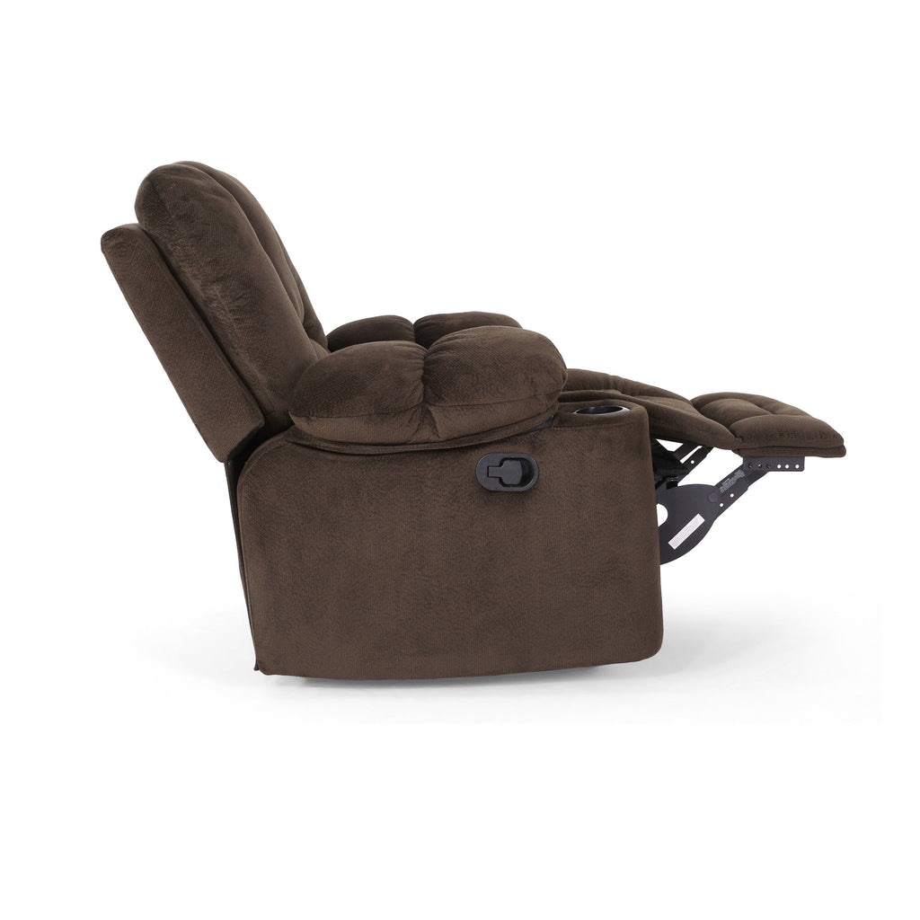 Fauteuil inclinable manuel élégant avec tissu doux pour la peau, confort moelleux et deux porte-gobelets