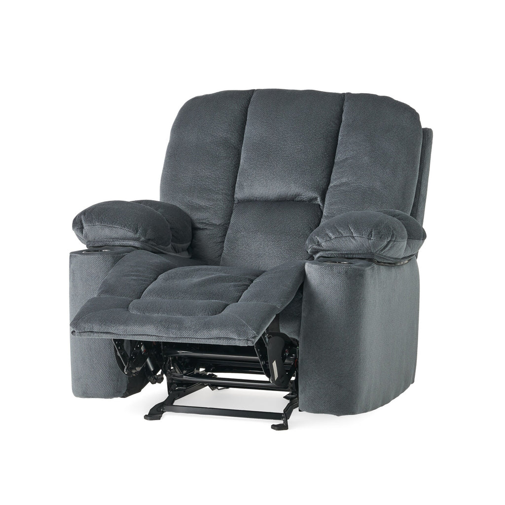 Fauteuil inclinable manuel élégant avec tissu doux pour la peau, confort moelleux et deux porte-gobelets