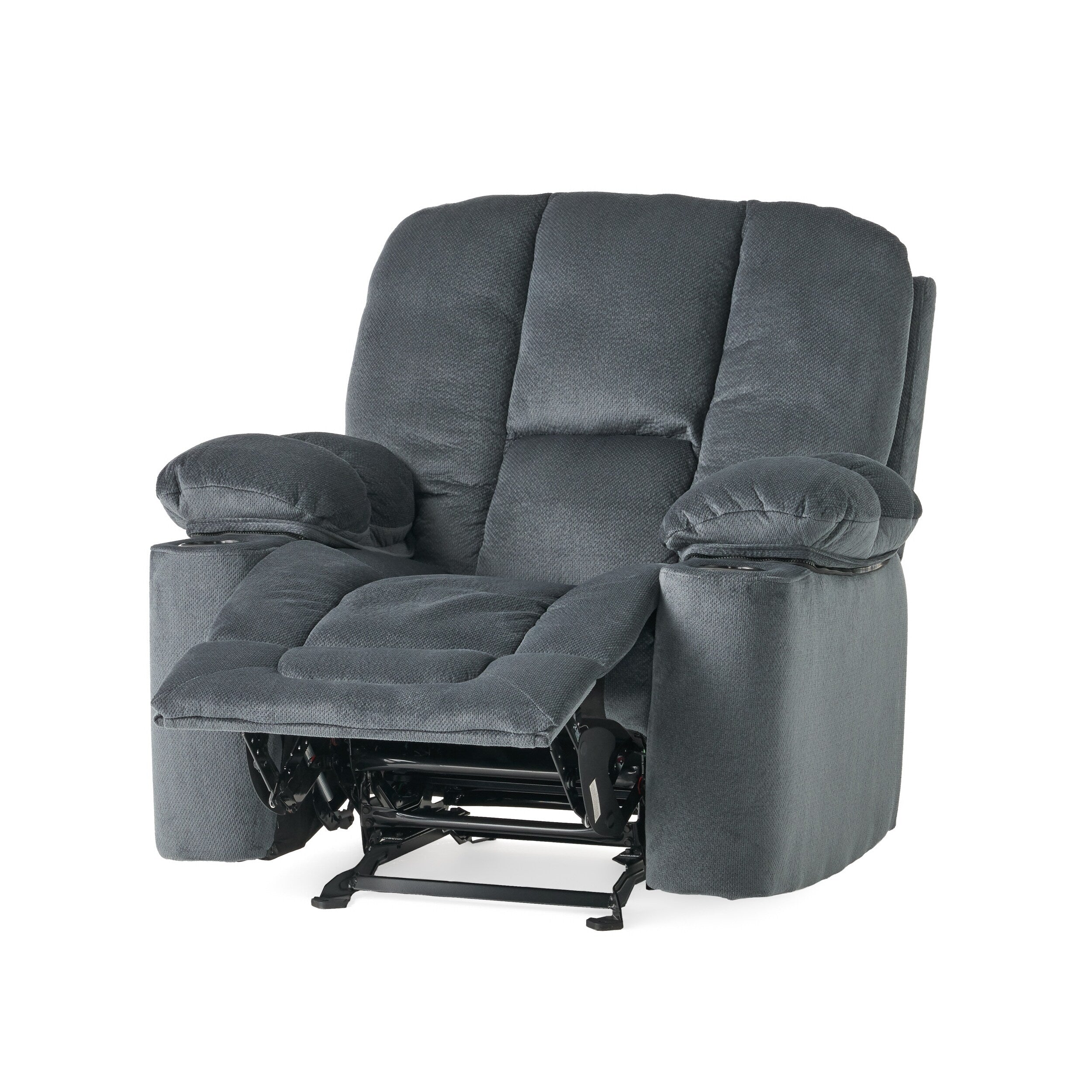 Fauteuil inclinable manuel élégant avec tissu doux pour la peau, confort moelleux et deux porte-gobelets