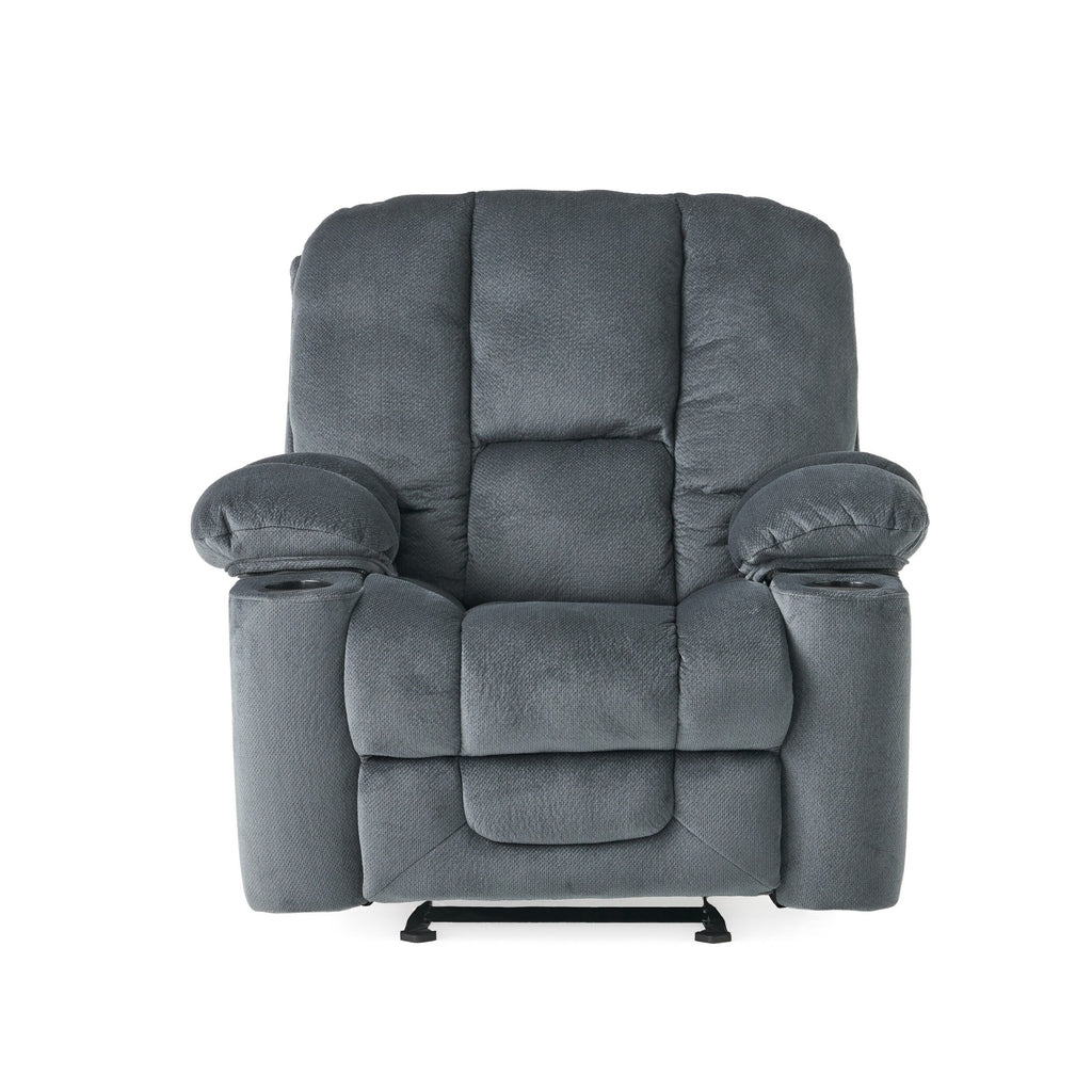 Fauteuil inclinable manuel élégant avec tissu doux pour la peau, confort moelleux et deux porte-gobelets
