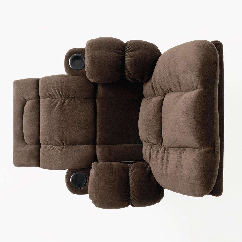 Fauteuil inclinable manuel élégant avec tissu doux pour la peau, confort moelleux et deux porte-gobelets