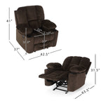 Fauteuil inclinable manuel élégant avec tissu doux pour la peau, confort moelleux et deux porte-gobelets