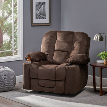 Fauteuil inclinable manuel élégant avec tissu doux pour la peau, confort moelleux et deux porte-gobelets
