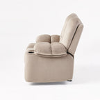 Fauteuil inclinable manuel élégant avec tissu doux pour la peau, confort moelleux et deux porte-gobelets