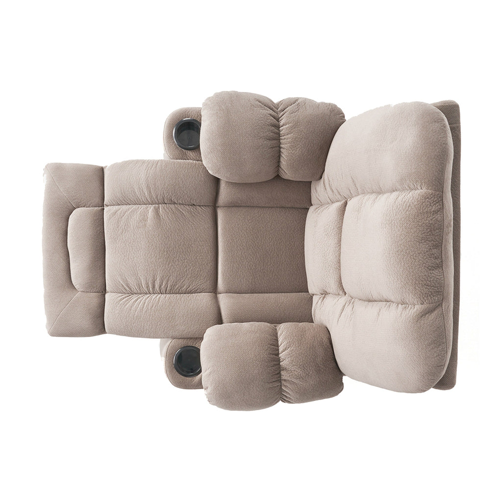 Fauteuil inclinable manuel élégant avec tissu doux pour la peau, confort moelleux et deux porte-gobelets