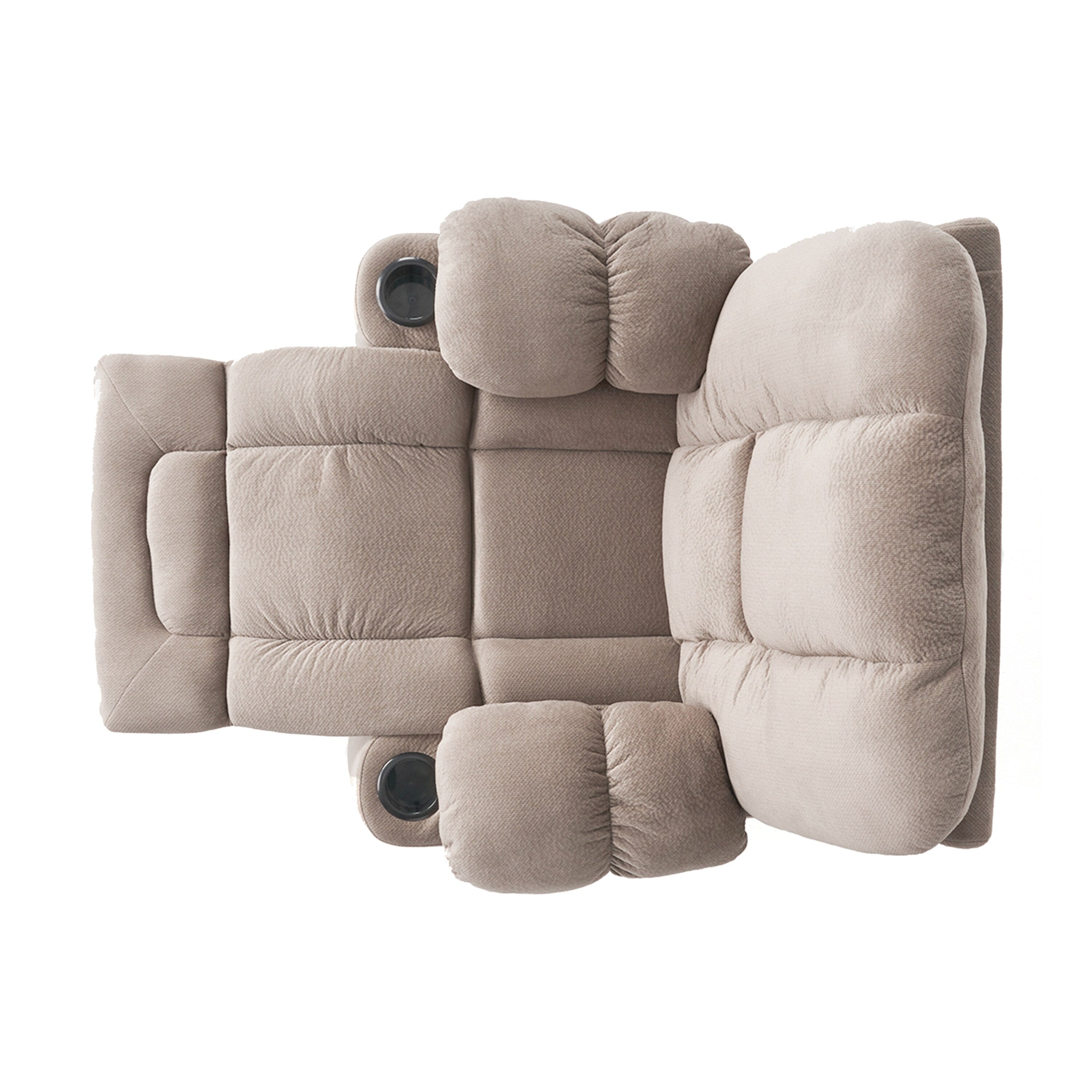 Fauteuil inclinable manuel élégant avec tissu doux pour la peau, confort moelleux et deux porte-gobelets