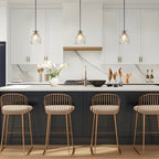 Suspension moderne du milieu du siècle Elisie à 1 lumière en verre martelé avec dôme en cascade pour cuisine, îlot de cuisine, salle à manger