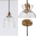 Suspension moderne du milieu du siècle Elisie à 1 lumière en verre martelé avec dôme en cascade pour cuisine, îlot de cuisine, salle à manger